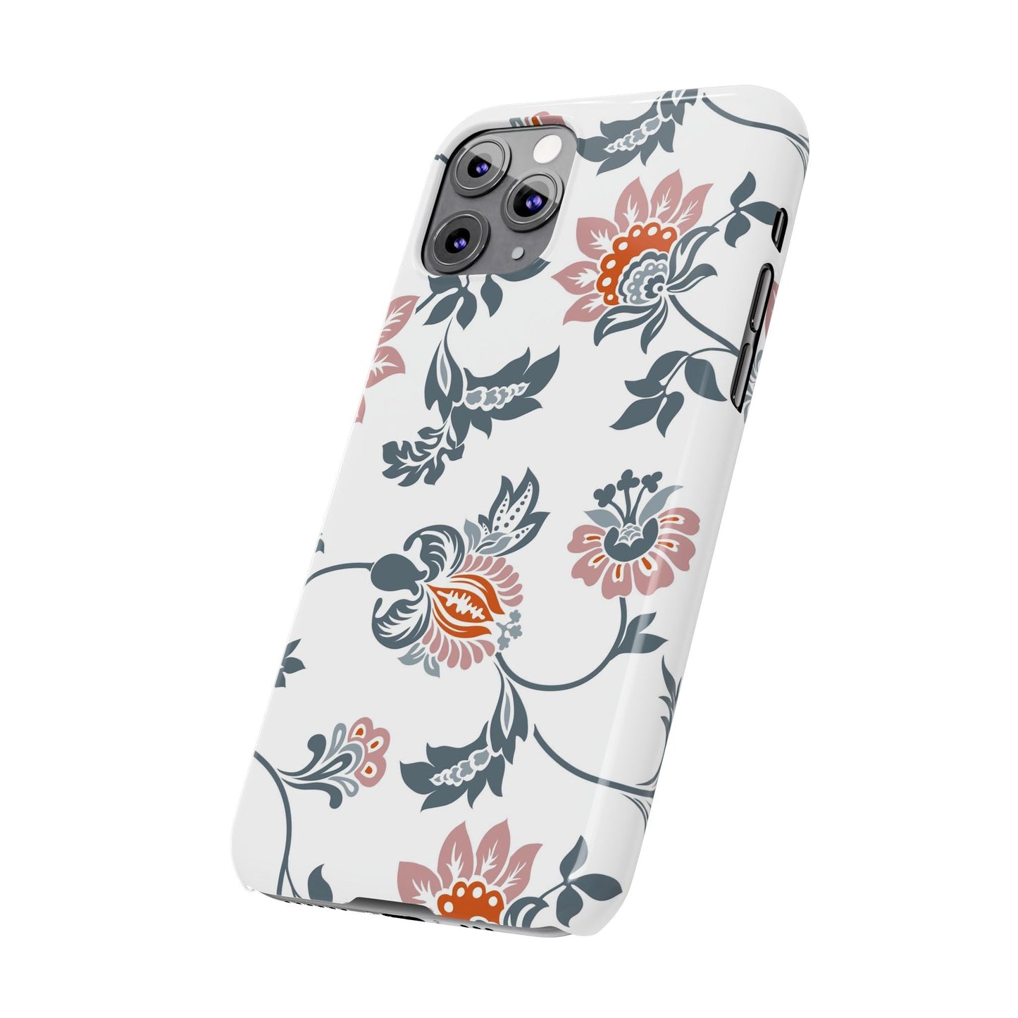 Pink and Green Flower Pattern, Floral Slim Phone Cases, Case-Mate IPHONE16 and all sizes