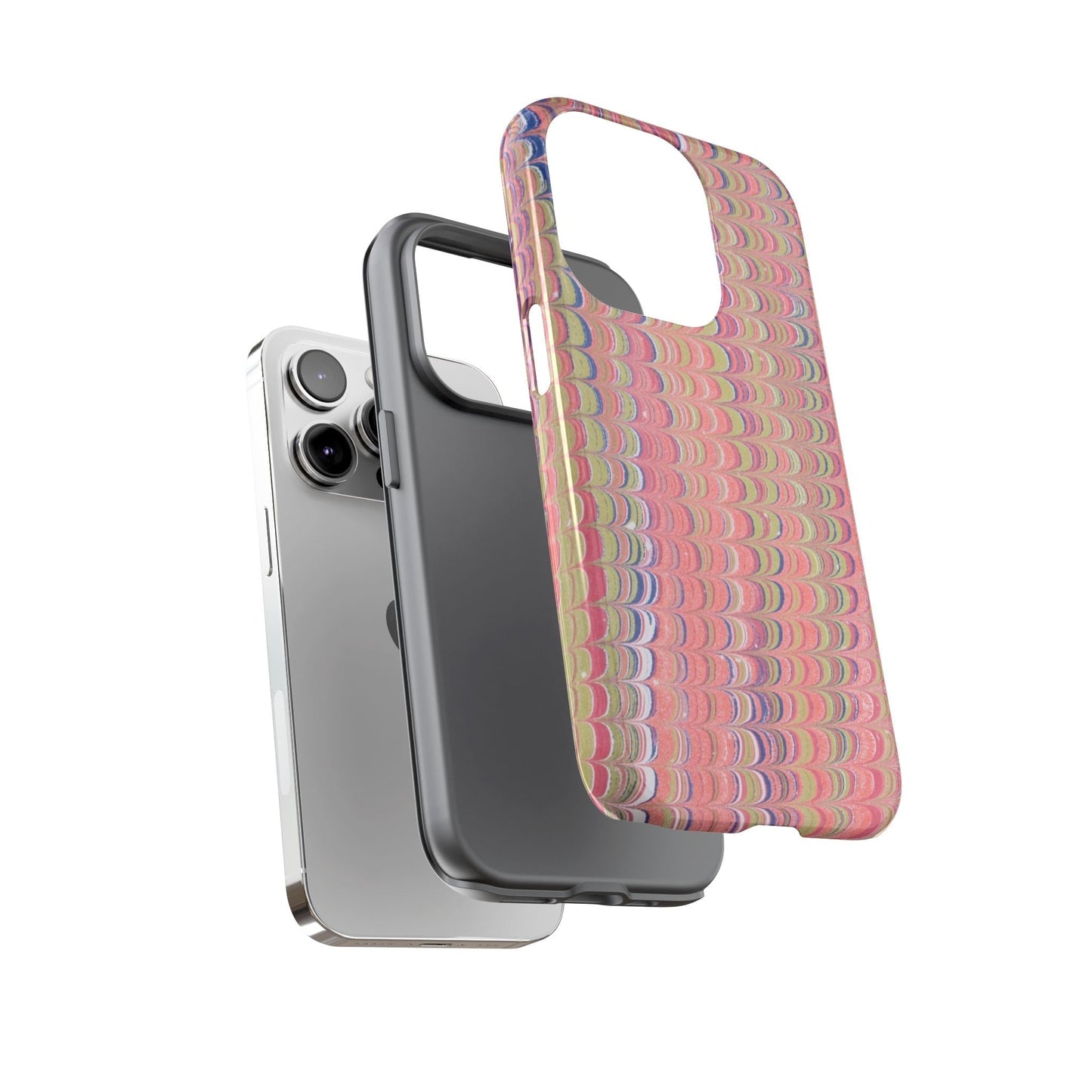 Pink Pastels Feather Marbled Vintage Design iPhone 16 + Samsung + Apple + Google - 2 finishes