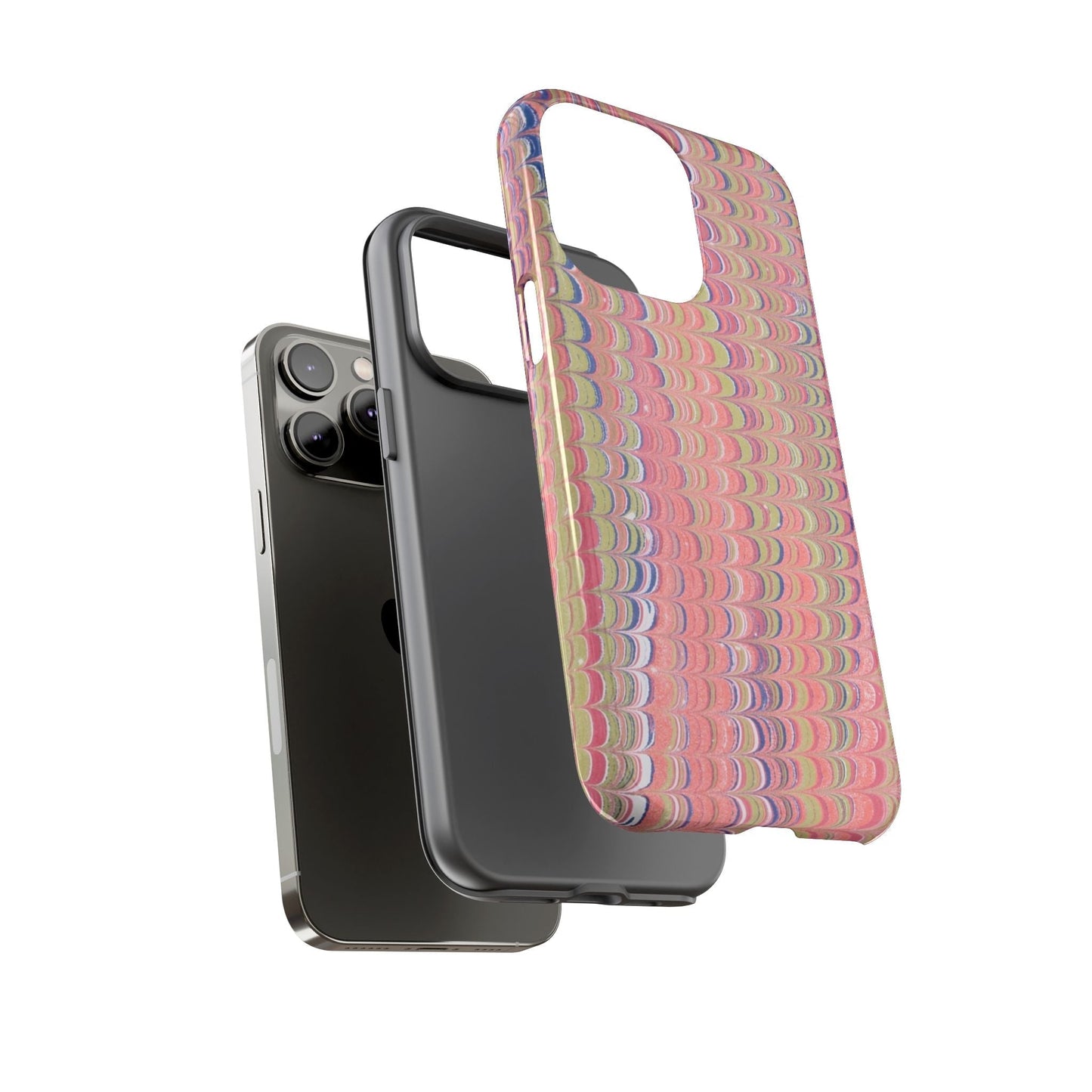 Pink Pastels Feather Marbled Vintage Design iPhone 16 + Samsung + Apple + Google - 2 finishes