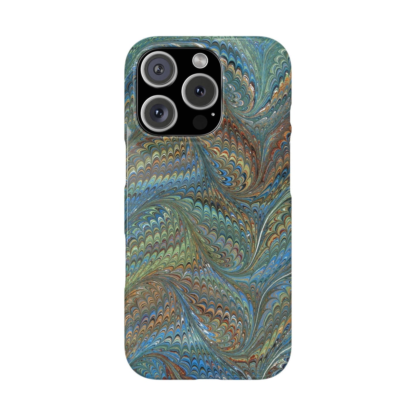 Blue and Green Italian Marbled Swirl Design, Italy Feather Phone Case, Multi-Color, Slim Phone Cases, Case-Mate IPHONE16 and all sizes