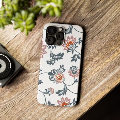 Pink and Green Flower Pattern, Floral Slim Phone Cases, Case-Mate IPHONE16 and all sizes