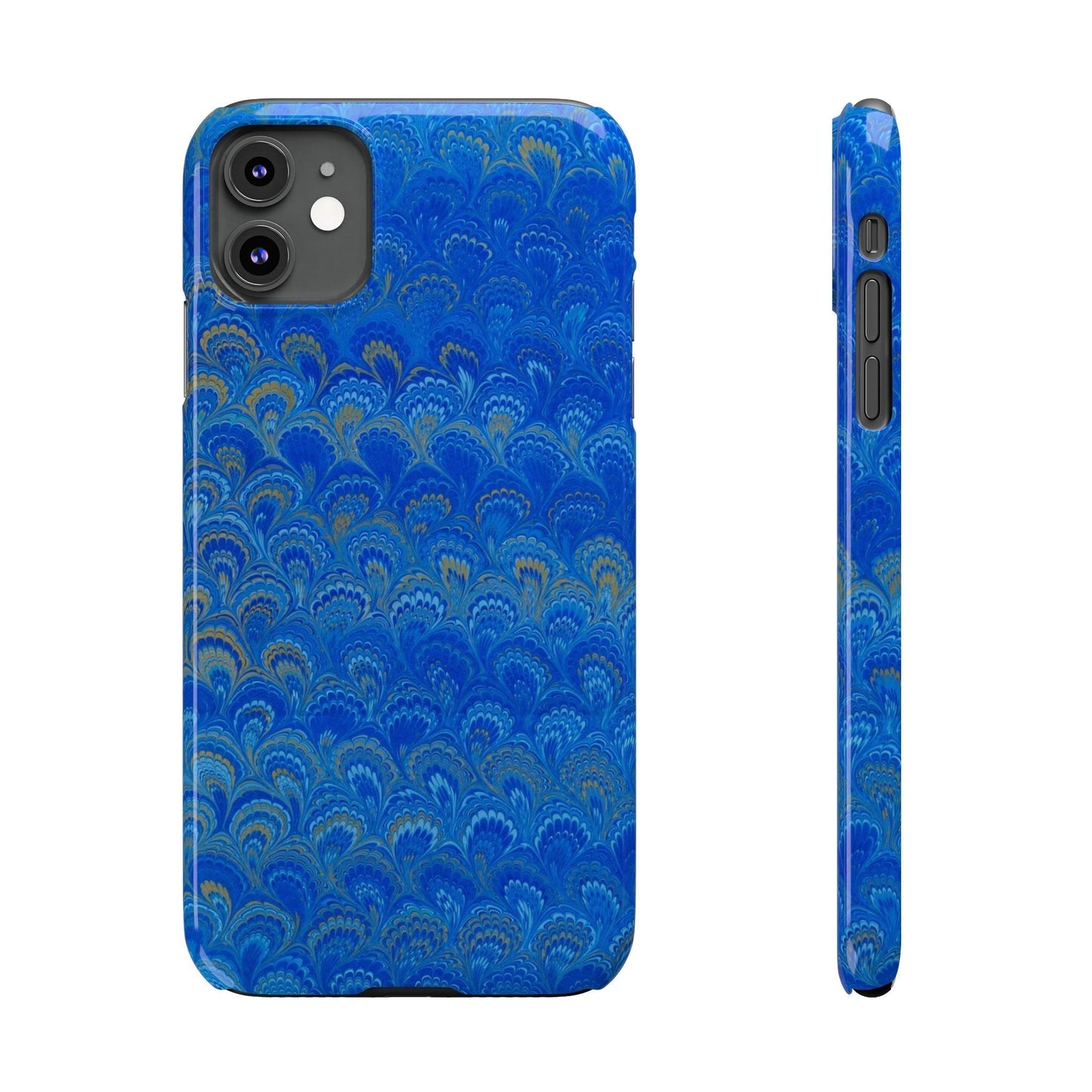 Blue Marbled Design, Italy Feather Phone Case, Multi-Color, Slim Phone Cases, Case-Mate IPHONE16 and all sizes