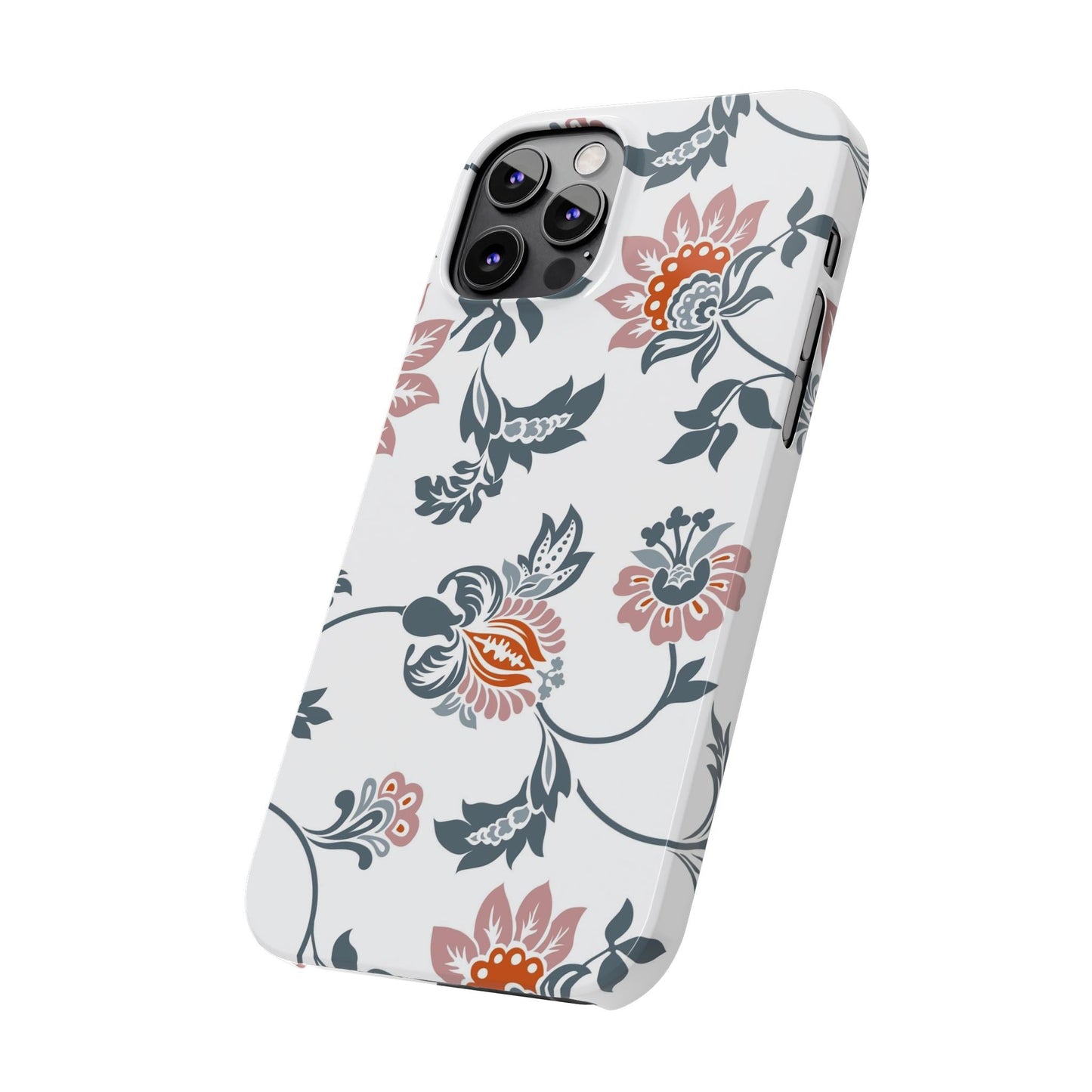 Pink and Green Flower Pattern, Floral Slim Phone Cases, Case-Mate IPHONE16 and all sizes