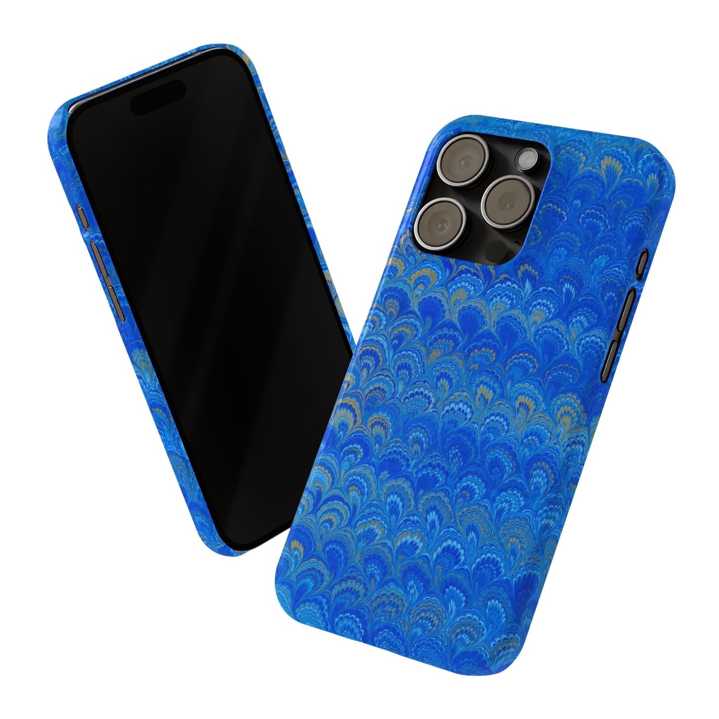 Blue Marbled Design, Italy Feather Phone Case, Multi-Color, Slim Phone Cases, Case-Mate IPHONE16 and all sizes