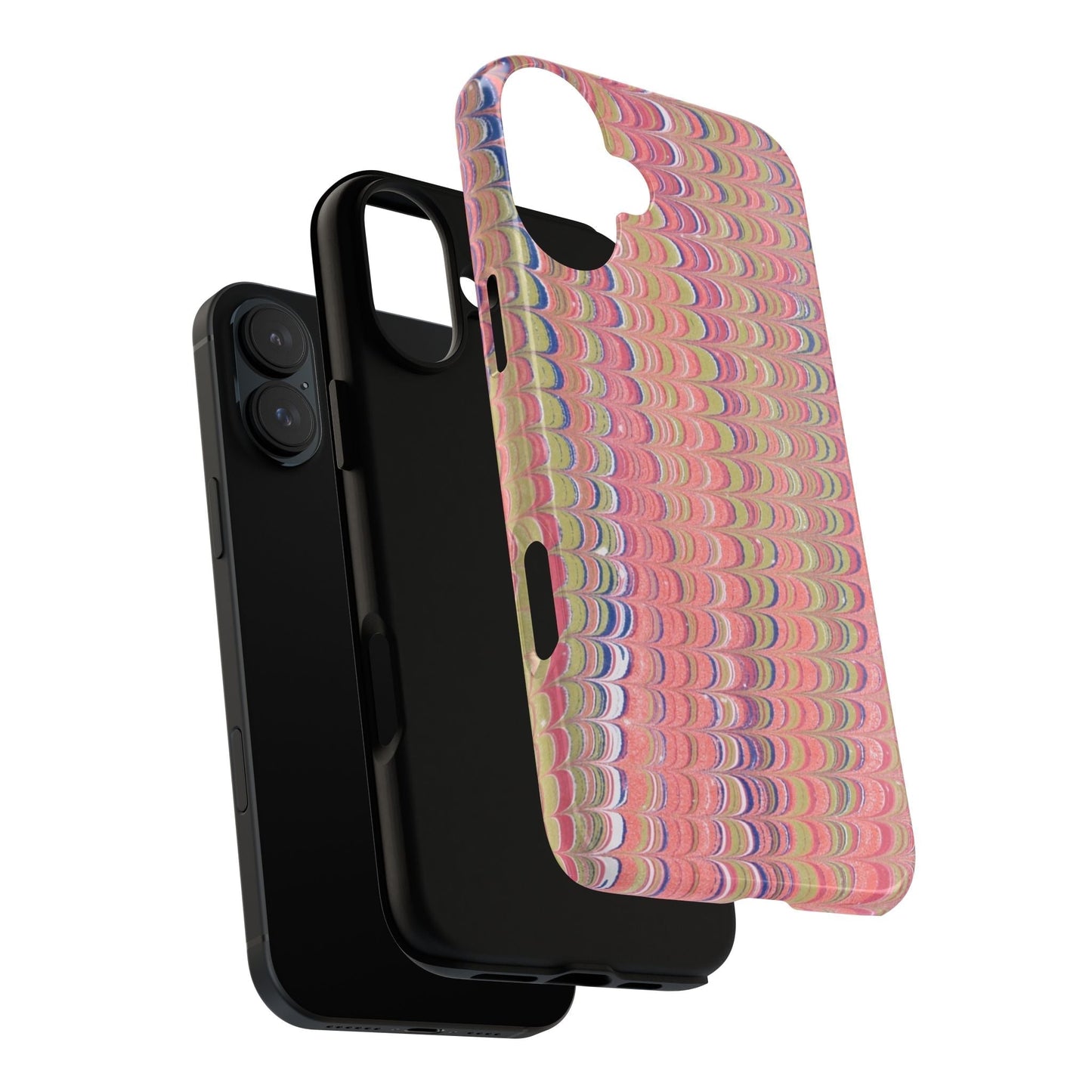 Pink Pastels Feather Marbled Vintage Design iPhone 16 + Samsung + Apple + Google - 2 finishes
