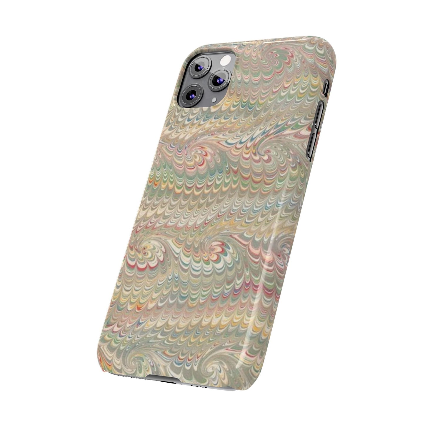 Soft Green and Multi-Colored Marbled Design, Italy Feather Phone Case, Multi-Color, Slim Phone Cases, Case-Mate IPHONE16 and all sizes