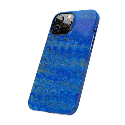 Blue Marbled Design, Italy Feather Phone Case, Multi-Color, Slim Phone Cases, Case-Mate IPHONE16 and all sizes