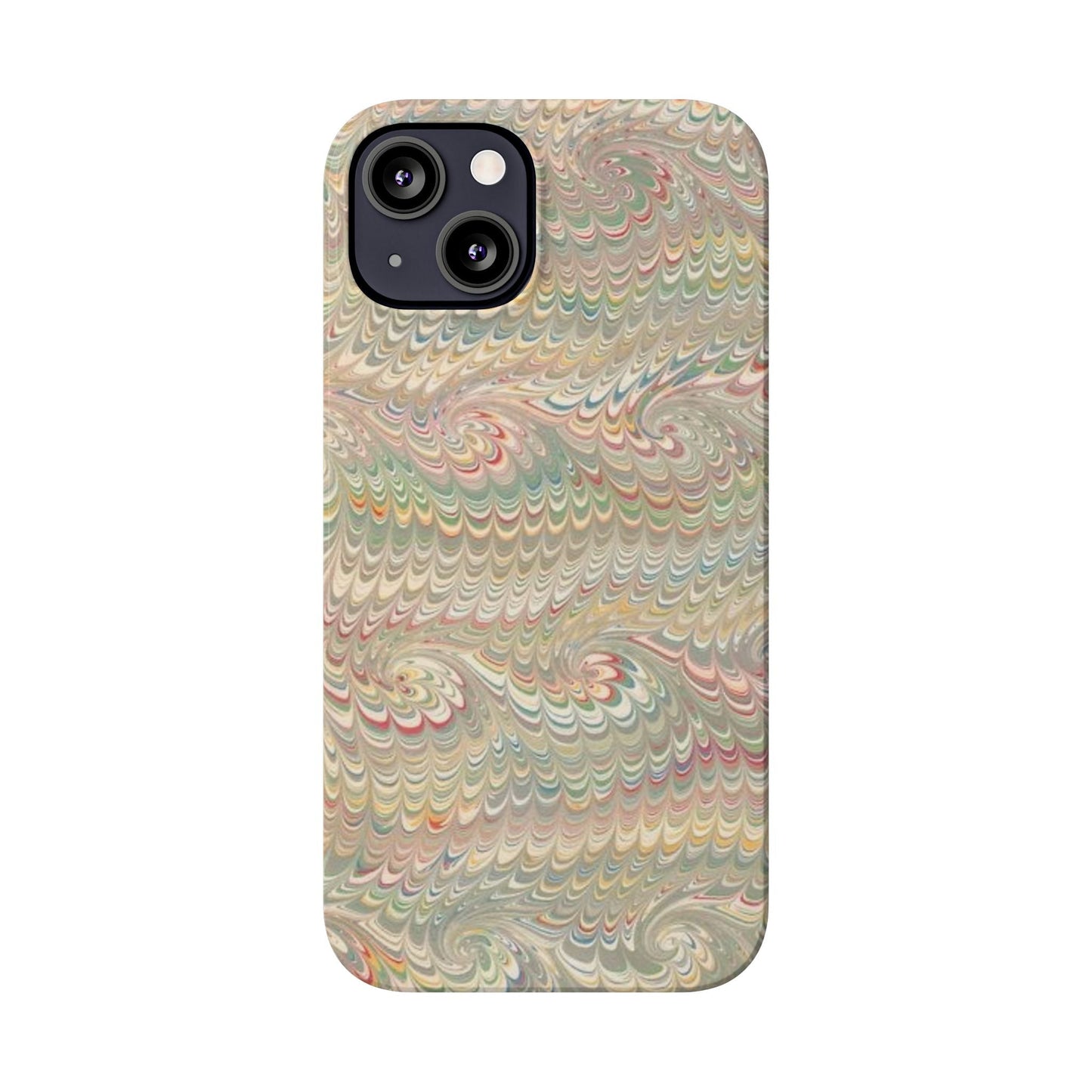 Soft Green and Multi-Colored Marbled Design, Italy Feather Phone Case, Multi-Color, Slim Phone Cases, Case-Mate IPHONE16 and all sizes