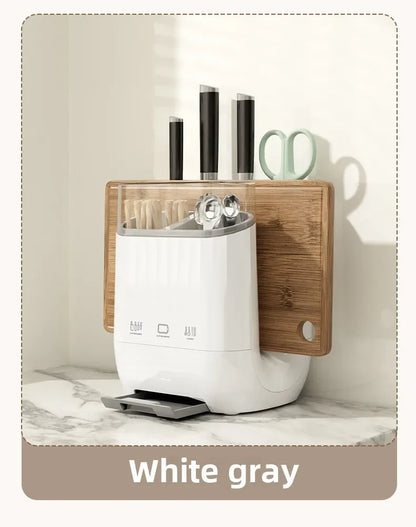 Kitchen Shelf with Cutting Board & Knife Holder – Countertop Drain Rack & Cutlery Organiser